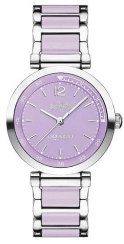 Coach 14502461 Women’s Watch | Purple Dial Two-Tone Steel & Ceramic Strap | 30mm Analog Luxury Watch